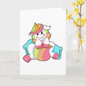 Unicorn Shy met Pillow Kaart (Gele Bloem)