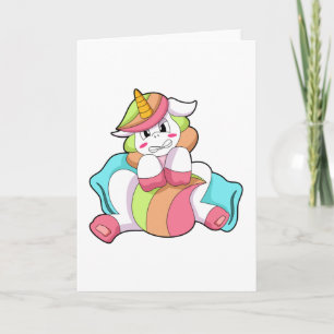 Unicorn Shy met Pillow Kaart