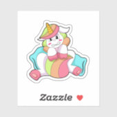 Unicorn Shy met Pillow Sticker (Vel)