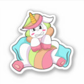 Unicorn Shy met Pillow Sticker (Voorkant)