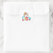 Unicorn Shy met Pillow Vierkante Sticker (Tas)