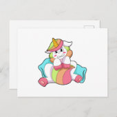 Unicorn Shy with Pillow Briefkaart (Voorkant / Achterkant)