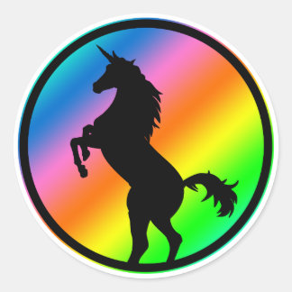 Unicorn Silhouette Black Ronde Sticker