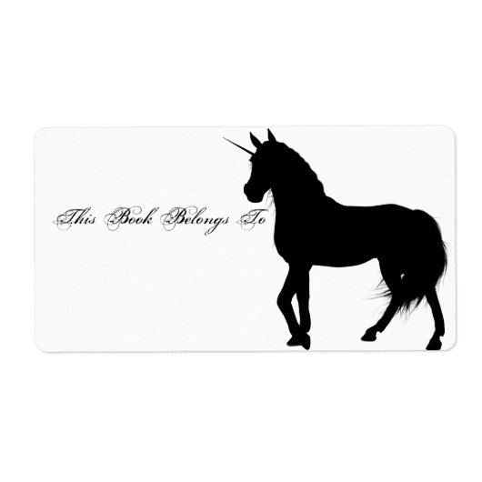Unicorn Silhouette Bookplaat Etiket (Voorkant)