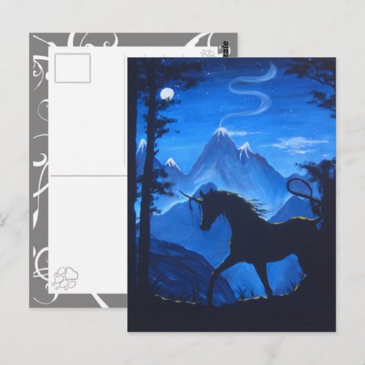 Unicorn silhouette briefkaart (Voorkant / Achterkant)