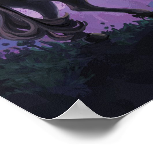 Unicorn Silhouette en Castle in roze wolken Poster (Hoek)