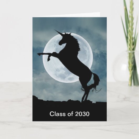 Unicorn Silhouette Full Moon Class of 2030 Kaart (Voorkant)
