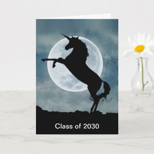 Unicorn Silhouette Full Moon Class of 2030 Kaart (Kleine Plant)
