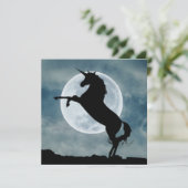 Unicorn Silhouette Full Moon House Warming Kaart (Staand voorkant)