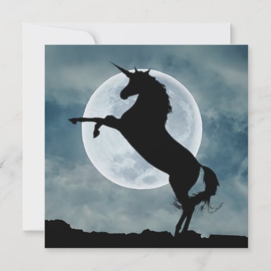 Unicorn Silhouette Full Moon House Warming Kaart (Voorkant)