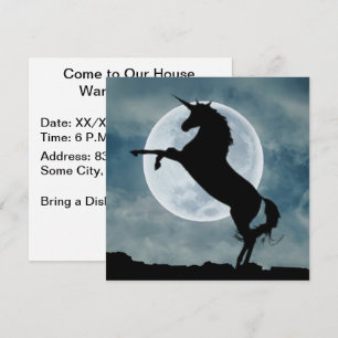 Unicorn Silhouette Full Moon House Warming Kaart