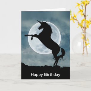 Unicorn Silhouette Full Moon Magical Birthday Kaart