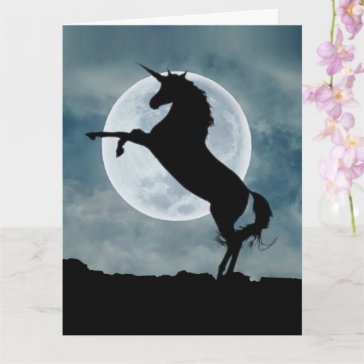 Unicorn Silhouette Full Moon Magical Quote Big Kaart (Orchidee)