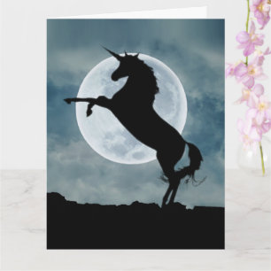 Unicorn Silhouette Full Moon Magical Quote Big Kaart