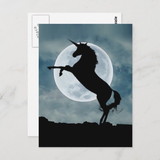 Unicorn Silhouette Full Moon Night Sky Briefkaart (Voorkant / Achterkant)