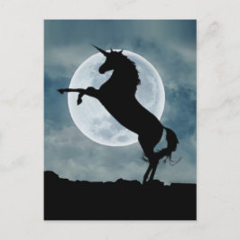 Unicorn Silhouette Full Moon Night Sky Briefkaart