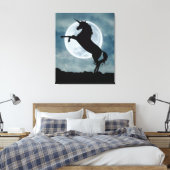 Unicorn Silhouette Full Moon Night Sky Canvas Afdruk (Insitu (Slaapkamer))