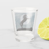 Unicorn Silhouette Full Moon Night Sky Trendy Shot Glas (Achterkant)