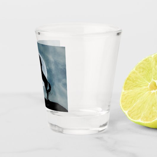 Unicorn Silhouette Full Moon Night Sky Trendy Shot Glas (Rechts)
