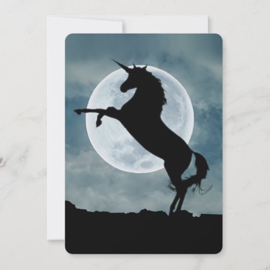 Unicorn Silhouette Full Moon Night Sky, ZKOA Kaart (Voorkant)