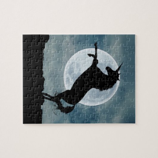 Unicorn Silhouette Full Moon Night Sky, ZKOA Legpuzzel (Horizontaal)