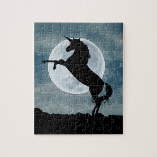 Unicorn Silhouette Full Moon Night Sky, ZKOA Legpuzzel (Verticaal)