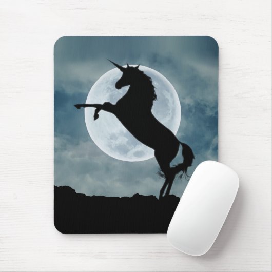 Unicorn Silhouette Full Moon Night Sky, ZKOA Muismat (Met muis)