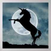 Unicorn Silhouette Full Moon Night Sky, ZKOA Poster (Voorkant)