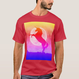 Unicorn Silhouette Full Moon Night Sky, ZKOA T-shirt