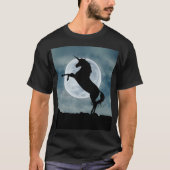 Unicorn Silhouette Full Moon Night Sky, ZKOA T-shirt (Voorkant)