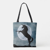 Unicorn Silhouette Full Moon Night Sky, ZKOA Tote Bag (Achterkant)