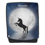 Unicorn Silhouette Full Moon Ocean Personalize Rugtassen (Voorkant)