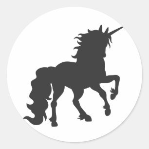 Unicorn silhouette - Kies achtergrondkleur Ronde Sticker