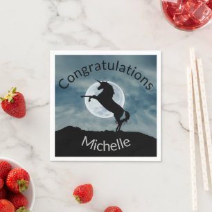 Unicorn Silhouette Moon General Gefeliciteerd Servet