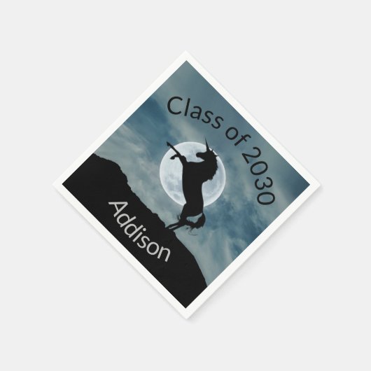 Unicorn Silhouette Moon Klasse 2030 Afstuderen Servet (Hoek)