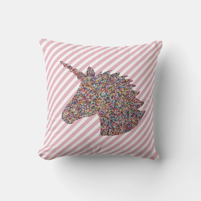 Unicorn Silhouette Rainbow Sprinkles Kussen (Voorkant)