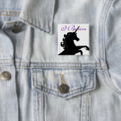 Unicorn Silhouette Vierkante Button 5,1 Cm (In situ)