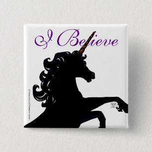 Unicorn Silhouette Vierkante Button 5,1 Cm