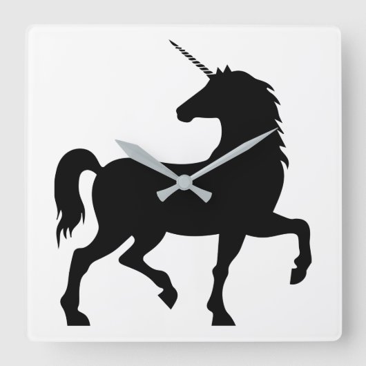 Unicorn Silhouette Vierkante Klok (Voorkant)