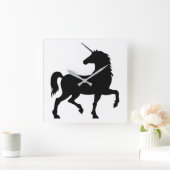 Unicorn Silhouette Vierkante Klok (Huis)