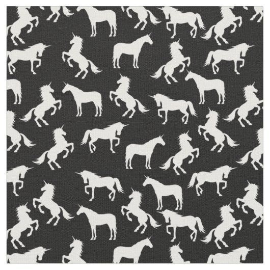 Unicorn Silhouettes Black en White Stof (Close Up)