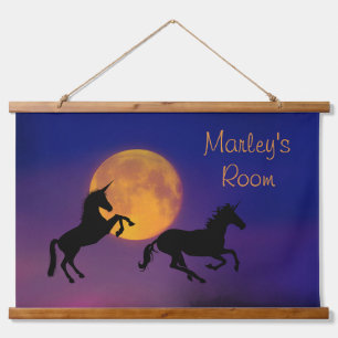 Unicorn Silhouettes en Full Moon *personalize* Hangend Wandkleed