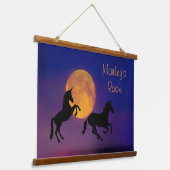 Unicorn Silhouettes en Full Moon *personalize* Hangend Wandkleed (Gebogen)