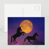 Unicorn Silhouettes Full Moon Briefkaart (Voorkant / Achterkant)