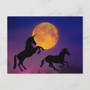 Unicorn Silhouettes Full Moon Briefkaart