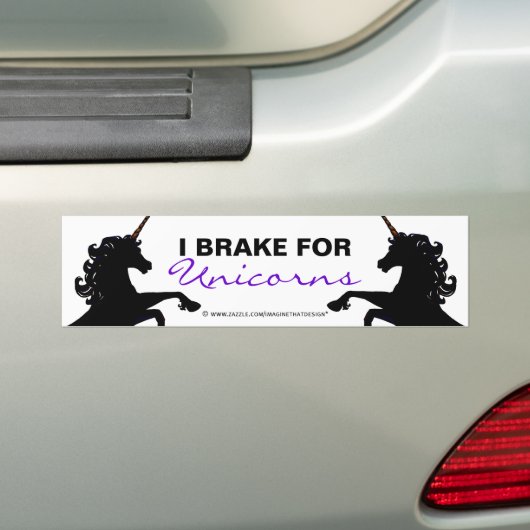 Unicorn Silhouettes I Brake for Unicorns Bumpersticker (Op auto)