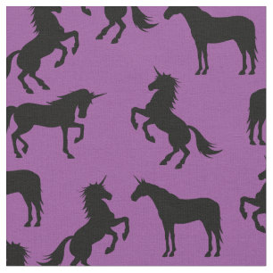 Unicorn Silhouettes Paars en zwart Stof