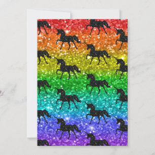 Unicorn Silhoutte Rainbow Glitter LGBTQ Pride Bedankkaart