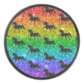 Unicorn Silhoutte Rainbow Glitter LGBTQ Pride Hockey Puck (Voorkant)