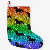 Unicorn Silhoutte Rainbow Glitter LGBTQ Pride Kleine Kerstsok (Voorkant)